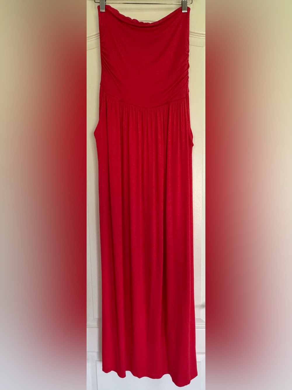 Rags & Couture Strapless Maxi Dress Pink Stretch Tube Pockets Size S